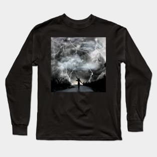 Wild Storm Dance - Woman Surrounded by Lightning Long Sleeve T-Shirt